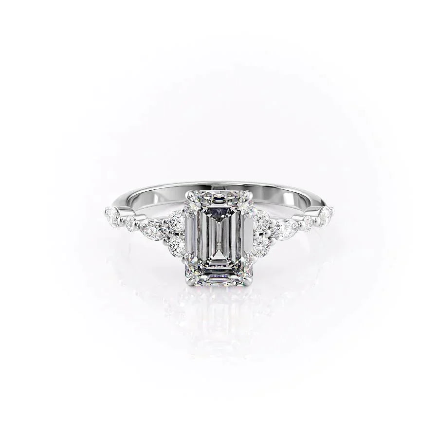The Kristen Set With A 2.5 Carat Emerald Moissanite