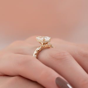 The Alex Set With A 2.5 Carat Elongated Cushion Moissanite