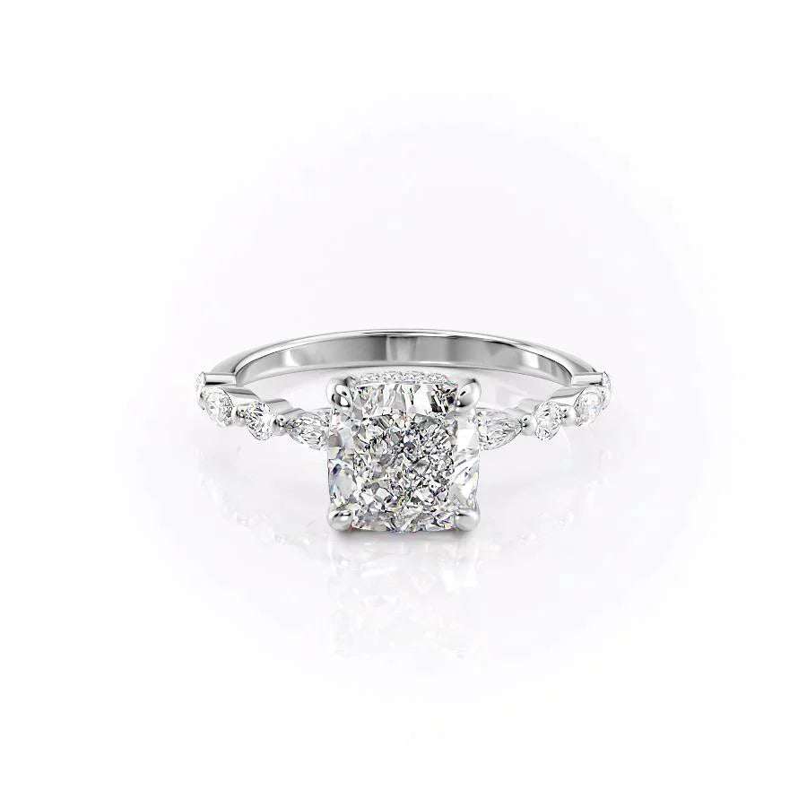 The Lindsey Set With A 1 Carat Cushion Moissanite
