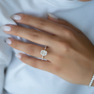 The Lindsey Set With A 2 Carat Elongated Cushion Lab Diamond