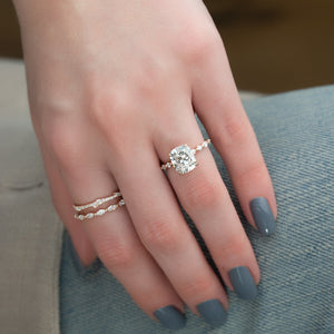 The Lindsey Set With A 2 Carat Elongated Cushion Lab Diamond