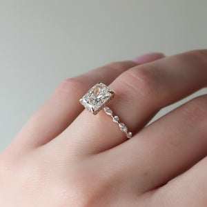 The Lindsey Set With A 2 Carat Elongated Cushion Lab Diamond