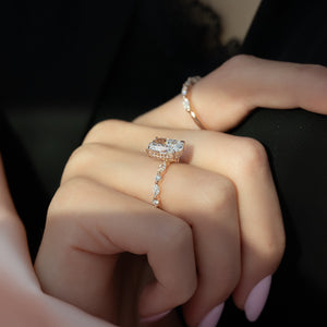 The Lindsey Set With A 2 Carat Elongated Cushion Lab Diamond