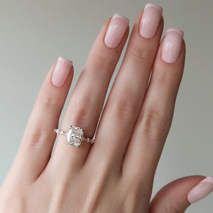 The Lindsey Set With A 2 Carat Elongated Cushion Lab Diamond