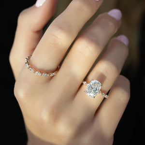 The Lindsey Set With A 2 Carat Elongated Cushion Lab Diamond