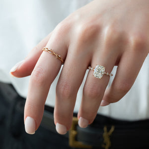The Lindsey Set With A 2 Carat Elongated Cushion Lab Diamond