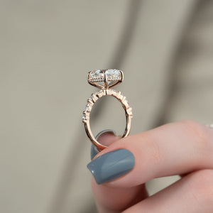 The Lindsey Set With A 2 Carat Elongated Cushion Lab Diamond