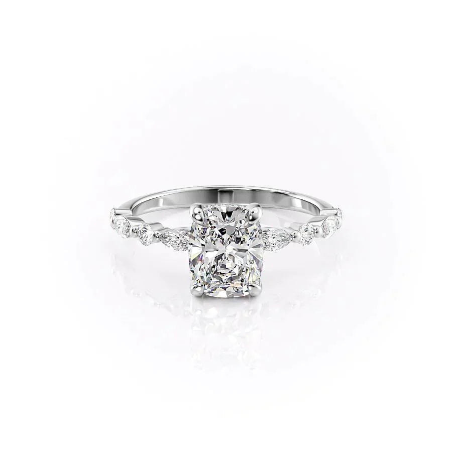 The Lindsey Set With A 2.5 Carat Elongated Cushion Lab Diamond