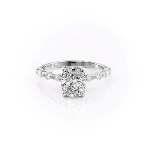 The Lindsey Set With A 2 Carat Elongated Cushion Moissanite