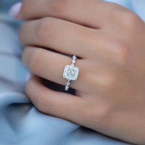 The Lindsey Set With A 2 Carat Elongated Cushion Moissanite