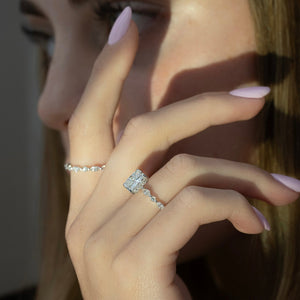 The Lindsey Set With A 2 Carat Elongated Cushion Moissanite
