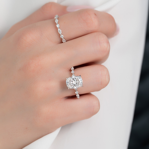 The Lindsey Set With A 2 Carat Elongated Cushion Moissanite