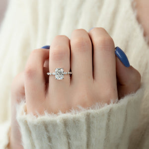 The Lindsey Set With A 2 Carat Elongated Cushion Moissanite