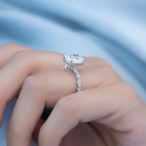 The Lindsey Set With A 2 Carat Elongated Cushion Moissanite