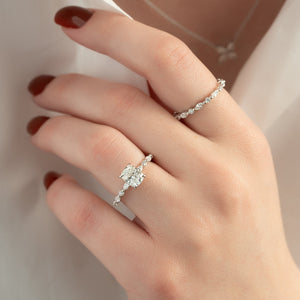 The Lindsey Set With A 2 Carat Elongated Cushion Moissanite