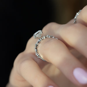 The Lindsey Set With A 2 Carat Elongated Cushion Moissanite