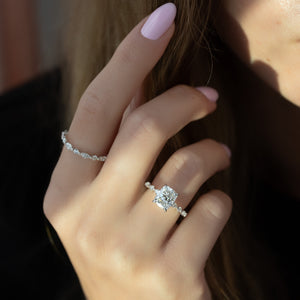 The Lindsey Set With A 2 Carat Elongated Cushion Moissanite