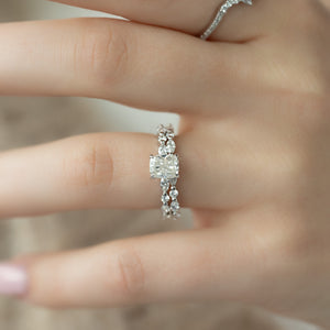 The Lindsey Set With A 2 Carat Elongated Cushion Moissanite