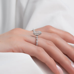 The Lindsey Set With A 2 Carat Elongated Cushion Moissanite