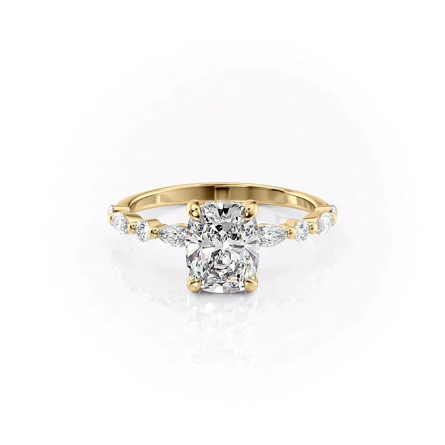 The Lindsey Set With A 2 Carat Elongated Cushion Moissanite