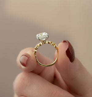 The Lindsey Set With A 2 Carat Elongated Cushion Moissanite