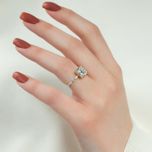 The Lindsey Set With A 2 Carat Elongated Cushion Moissanite