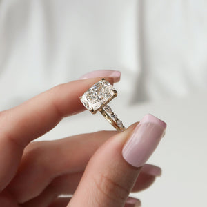 The Lindsey Set With A 2 Carat Elongated Cushion Moissanite