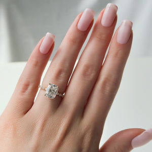 The Lindsey Set With A 2 Carat Elongated Cushion Moissanite