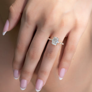 The Lindsey Set With A 2 Carat Elongated Cushion Moissanite
