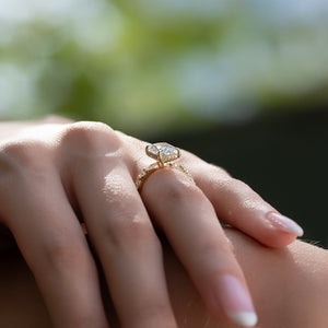 The Lindsey Set With A 2 Carat Elongated Cushion Moissanite