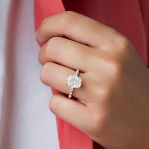 The Lindsey Set With A 2 Carat Elongated Cushion Moissanite