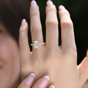 The Lindsey Set With A 2 Carat Elongated Cushion Moissanite