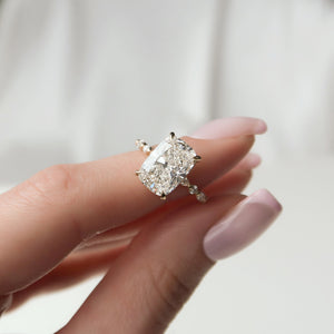 The Lindsey Set With A 2 Carat Elongated Cushion Moissanite