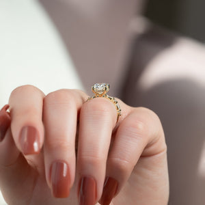 The Lindsey Set With A 2 Carat Elongated Cushion Moissanite