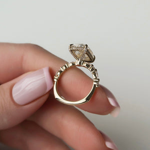 The Lindsey Set With A 2 Carat Elongated Cushion Moissanite