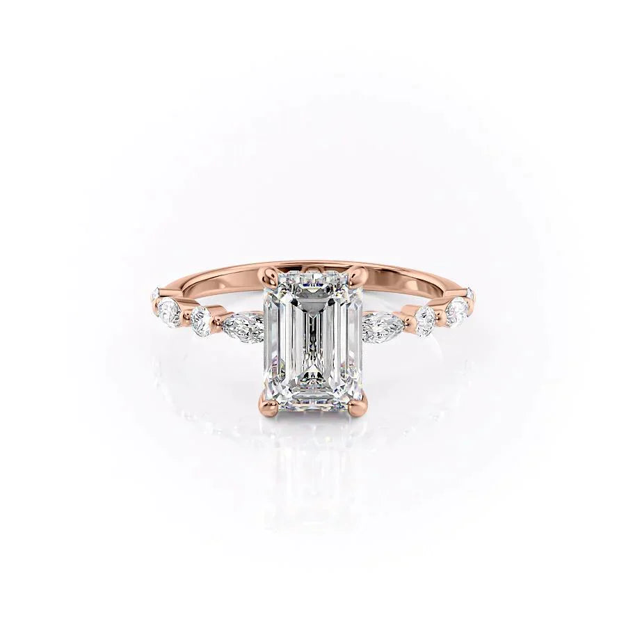 The Lindsey Set With A 4.5 Carat Emerald Moissanite