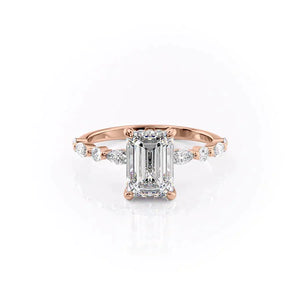 The Lindsey Set With A 3 Carat Emerald Moissanite