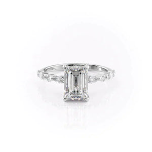 The Lindsey Set With A 5 Carat Emerald Moissanite