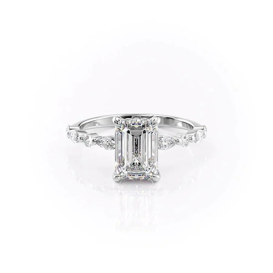 The Lindsey Set With A 1.5 Carat Emerald Moissanite