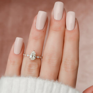 The Lindsey Set With A 3 Carat Pear Lab Diamond