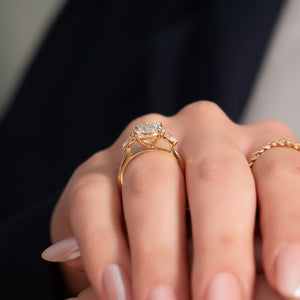The Pears Liv Set With A 4.5 Carat Elongated Cushion Moissanite