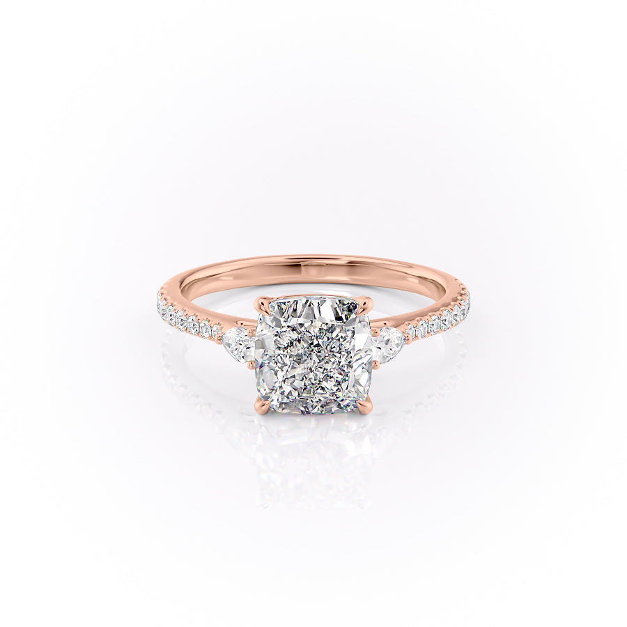 The Pave Pears Liv Set With A 3.5 Carat Cushion Moissanite