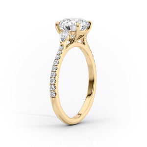 The Pave Pears Liv Set With A 3 Carat Cushion Lab Diamond