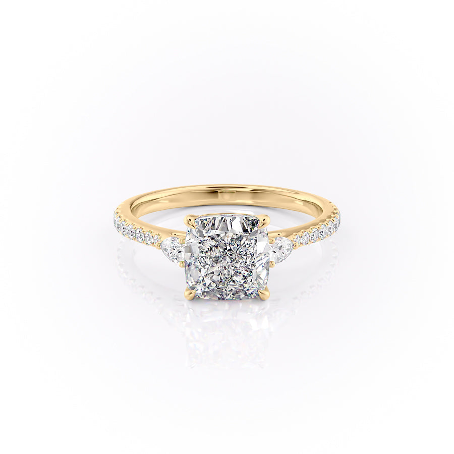The Pave Pears Liv Set With A 2.5 Carat Cushion Moissanite