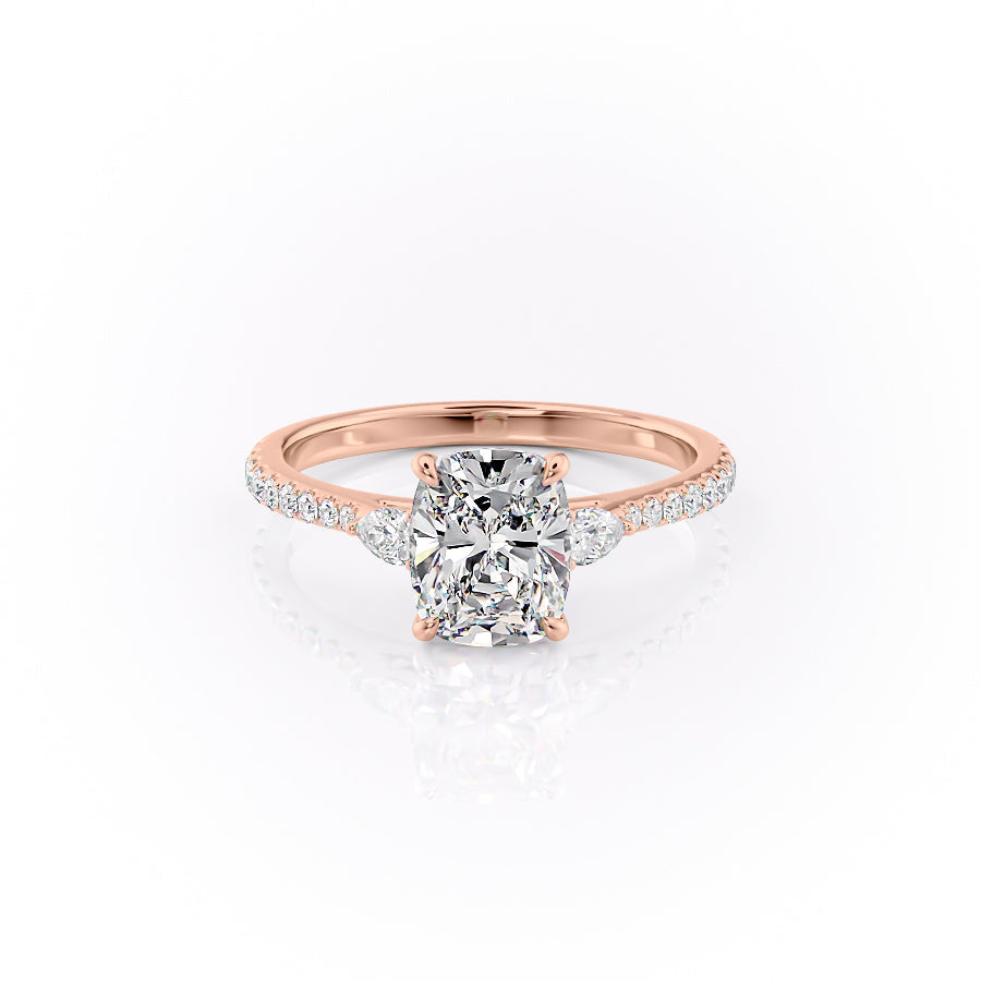 The Pave Pears Liv Set With A 3 Carat Elongated Cushion Moissanite