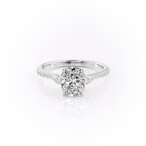 The Pave Pears Liv Set With A 2 Carat Elongated Cushion Lab Diamond