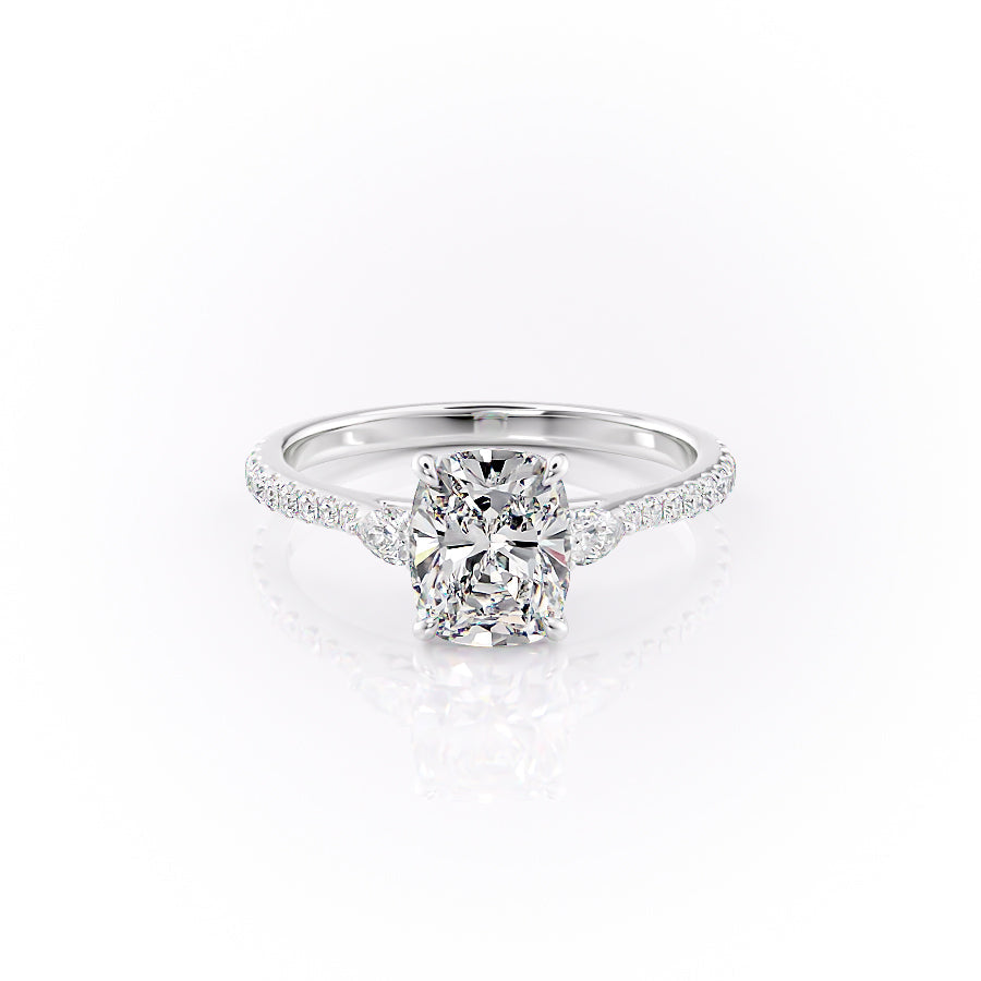 The Pave Pears Liv Set With A 1 Carat Elongated Cushion Lab Diamond