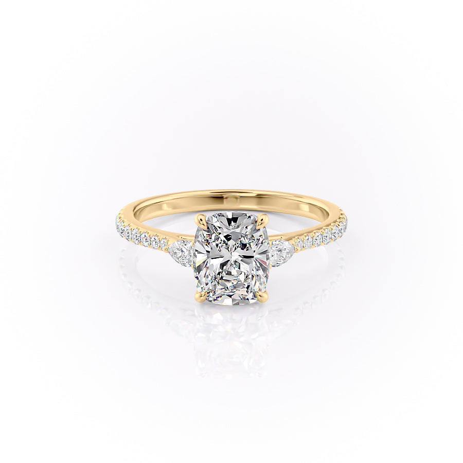 The Pave Pears Liv Set With A 1 Carat Elongated Cushion Lab Diamond