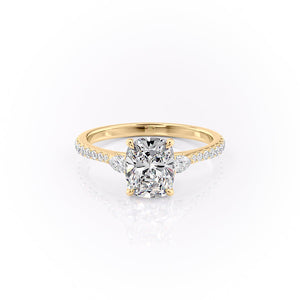 The Pave Pears Liv Set With A 2.5 Carat Elongated Cushion Moissanite