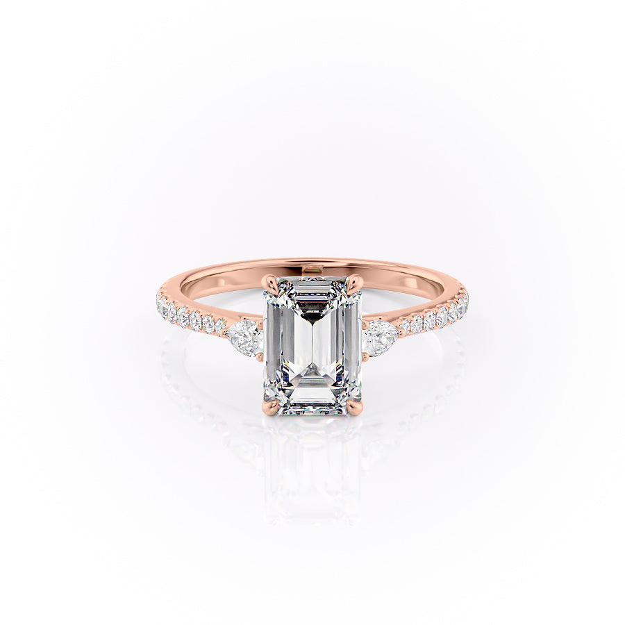 The Pave Pears Liv Set With A 4.5 Carat Emerald Moissanite